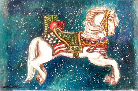 Patriotic Holiday Carousel Horse