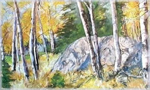 Aspens and Rock