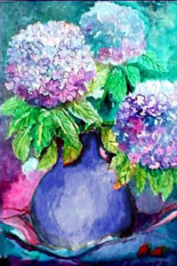 Hydrangea and Blue Vase